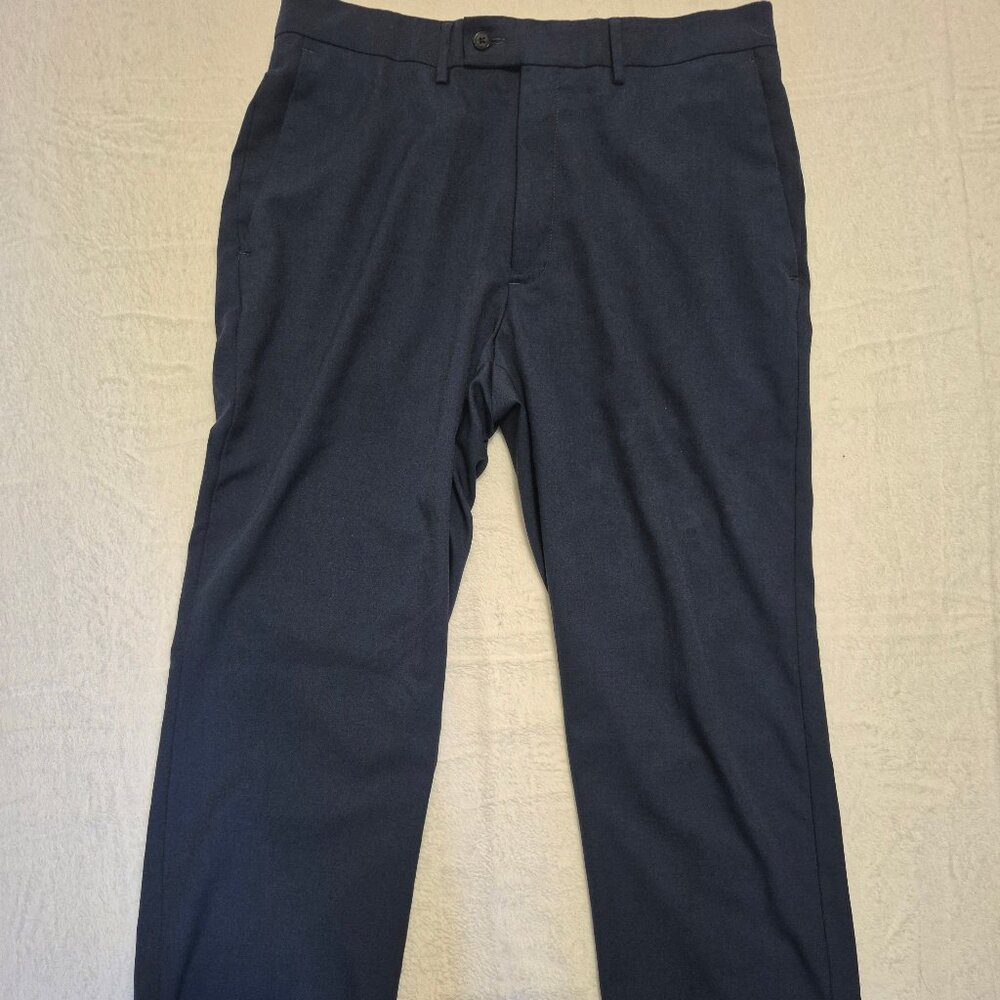 Haggar Comfort Stretch Dress Pants Navy Blue 36x29 Straight Fit Office Business